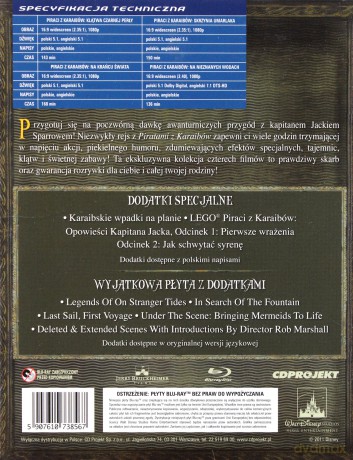 Piraci z Karaibów Quadrilogy BOX: Klątwa czarnej perły / Skrzynia umarlaka / Na krańcu świata / Na nieznanych wodach [BOX] [4Blu-Ray]