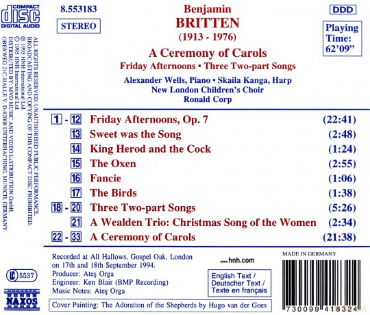 New London Childrens Chcorp: Brittena Ceremony Of Carols [CD]