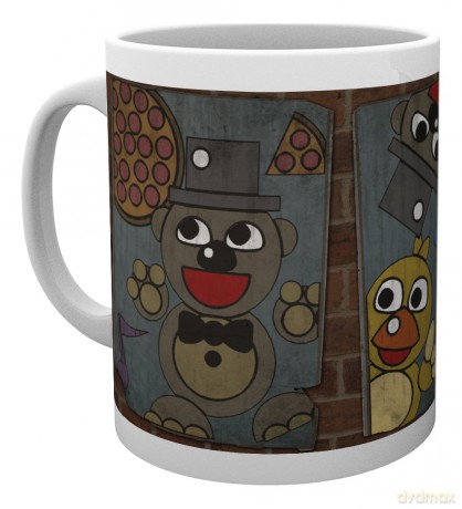 Five Nights At Freddys: Five Nights at Freddys, Vintage Posters, Kubek, Wood 15 x 10 x 9 cm