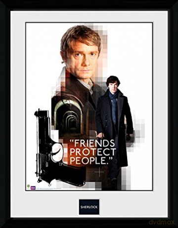 Sherlock: Sherlock, Friends Protect, Framed Photograph (16x12), Wood wielokolorowy