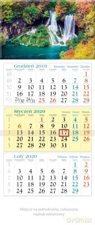 Kalendarz 2020 trójdzielny KT 11 Kaskada [KALENDARZ]