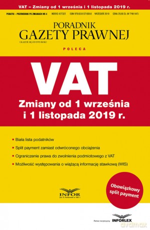 VAT Zmiany od 1 września i 1 listopada 2019 [KSIĄŻKA]