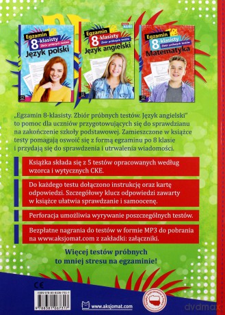 Egzamin 8-klasisty. Zbiór próbnych testów. Język angielski poziom A2/B1 [KSIĄŻKA]