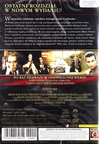 Ojciec Chrzestny 3 - odnowiona edycja (polski lektor) [DVD]
