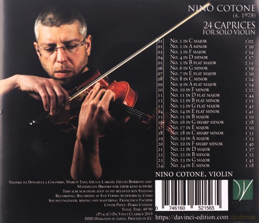 Nino Cotone: Cotone: 24 Caprices For Solo Violin [CD]