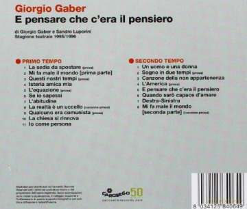 Giorgio Gaber: E Pensare Che c'era Il Pensiero [2CD]
