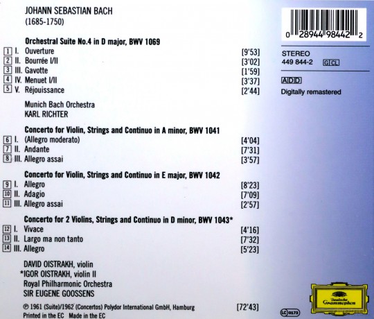 J.S. Bach: J.s. Bach: Violin Concertos no.1 Bwv 1041; no.2 Bwv 1042; no.3 Bwv 1043 [CD]