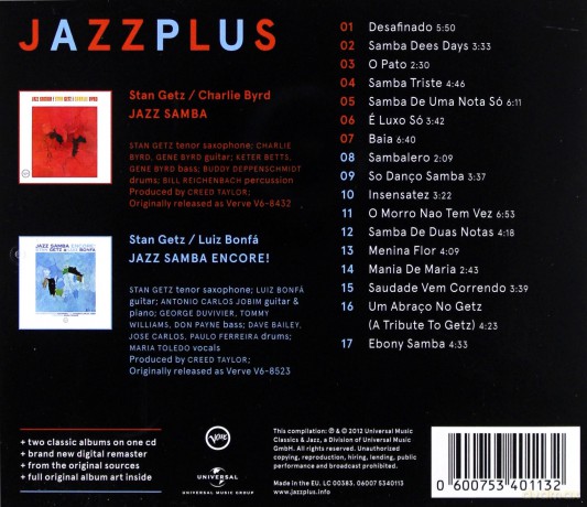 Stan Getz: Jazzplus: Jazz Samba + Jazz Samba Encore! [CD]