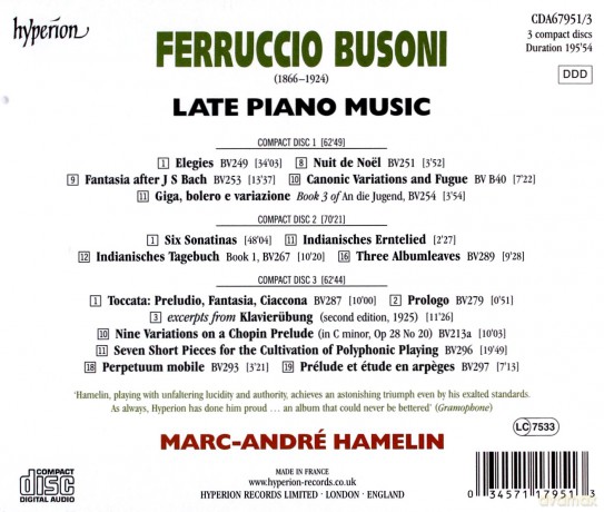 F. Busoni: Late Piano Music [3CD]