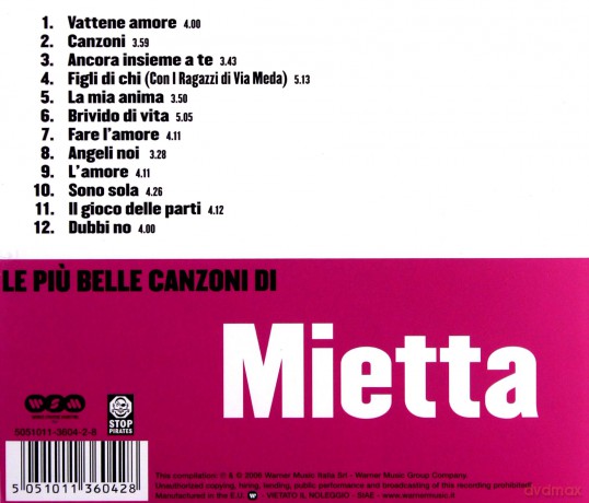 Mietta: Le Piu' Belle Canzoni Di Mie [CD]