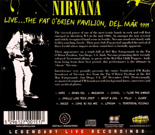 Nirvana: Live Pat O' Brien Pavilion Del Mar 1991 [CD]