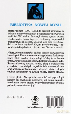 Miłość, Płeć I Matriarchat - Erich Fromm [KSIĄŻKA]