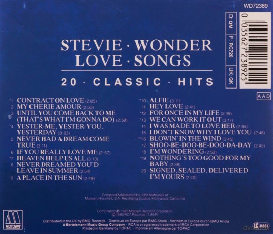 Stevie Wonder: Love Songs-20 Classic Hits [CD]