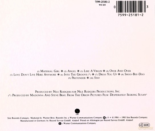 Madonna: Madonna - Like a Virgin - Sire - 7599-25181-2 [CD]