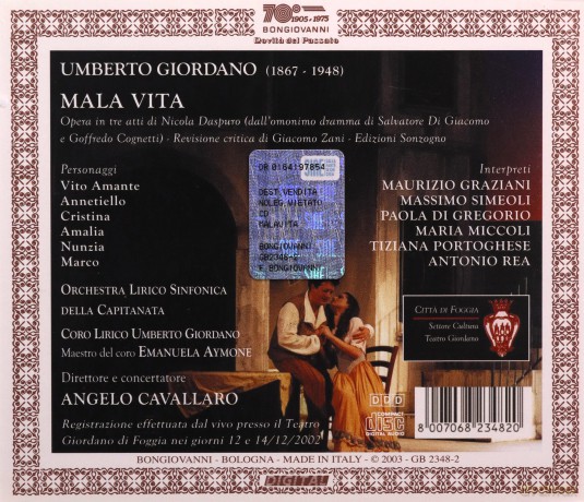 Umberto Giordano: Mala Vita [CD]