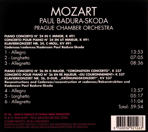 Wolfgang Amadeus Mozart: Mozart Piano Concertos Nos 24 and 26 [CD]