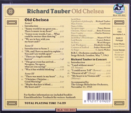 Richard Tauber: Old Chelsea [CD]