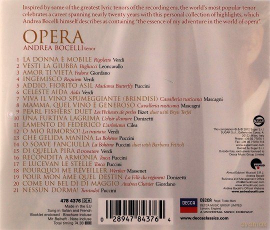 Andrea Bocelli: Opera [CD]