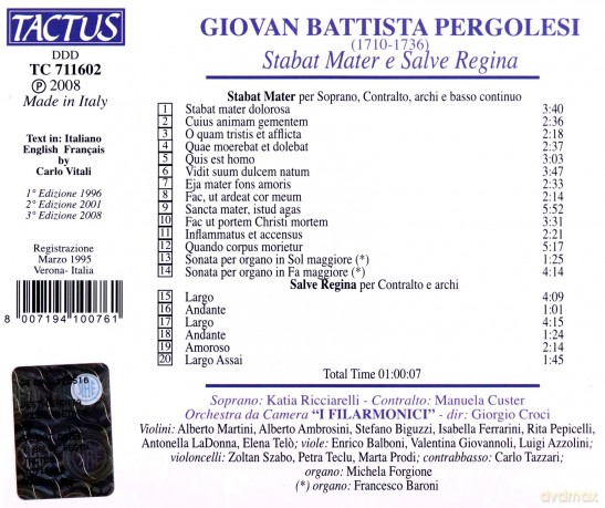 Katia Ricciarelli: Pergolesi: Stabat Mater/salve [CD]