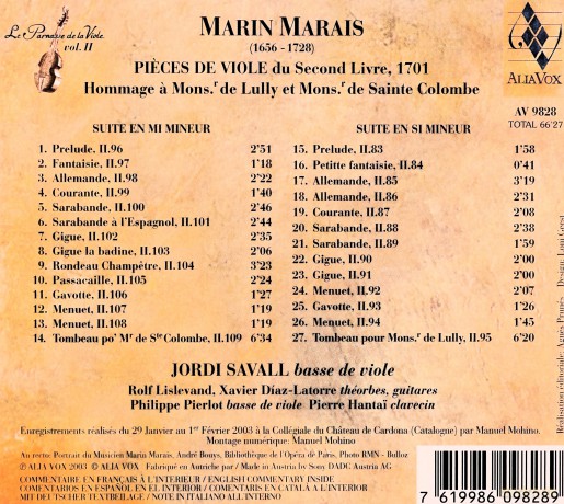 Jordi Savall: Pieces De Viole Book 2 [CD]