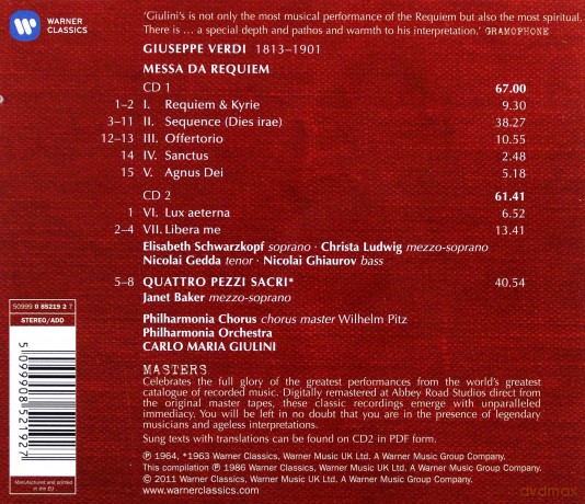 Carlo Maria Giulini: Requiem & Four Sacred Pieces [2CD]