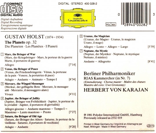 Gustav Holst: Planets [CD]