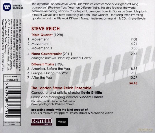 Steve Reich: Different Trains, Piano Counterpoint [CD]
