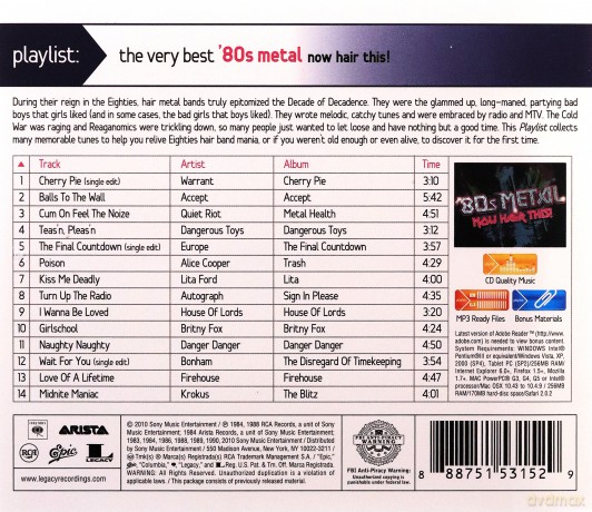Playlist: The Very Best of '80s Metal: Now Hair This! [CD]