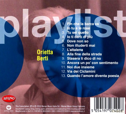 Orietta Berti: Playlist:Orietta Berti [CD]
