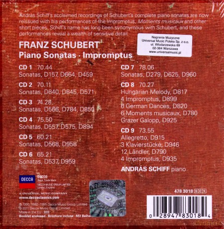 Andras Schiff: Schubert Piano Sonatas (Collectors Edition) [9CD]
