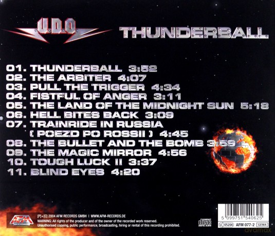 U.D.O.: Thunderball [CD]