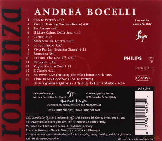 Andrea Bocelli: Romanza [CD]