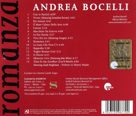 Andrea Bocelli: Romanza [CD]