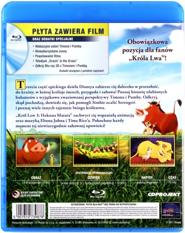 Król Lew 3: Hakuna Matata (Disney) [Blu-Ray] 
