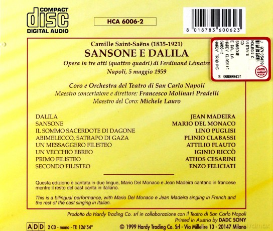 Mario Del Monaco: Samson E Dalila [2CD]