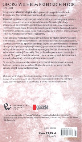 Wielcy filozofowie 17. Fenomenologia ducha. Tom 1 - Georg Wilhelm Friedrich Hegel [KSIĄŻKA]