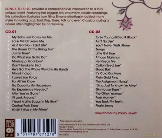 Nina Simone: Songs to Sing: The Best of Nina Simone [2CD]