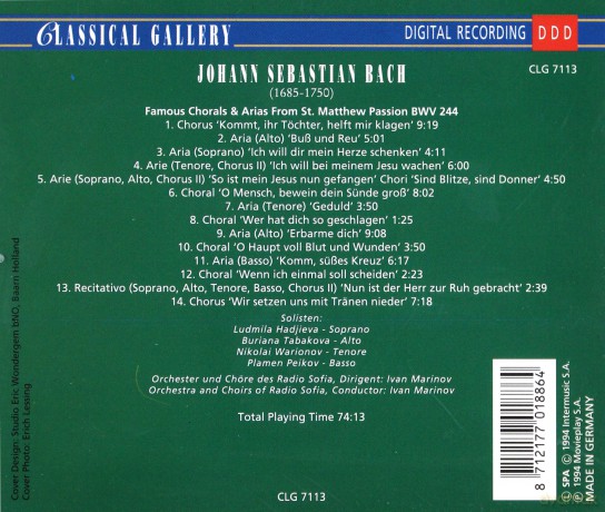 J.S. Bach: St. Matthew Passion Bwv [CD]