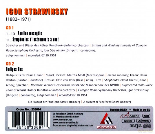 Stravinsky: Stravinsky: Oedipus Rex [2CD]