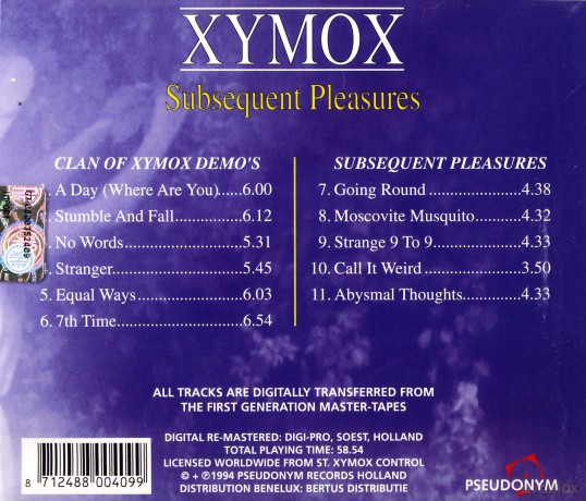 Xymox: Subsequent Pleasures [CD]