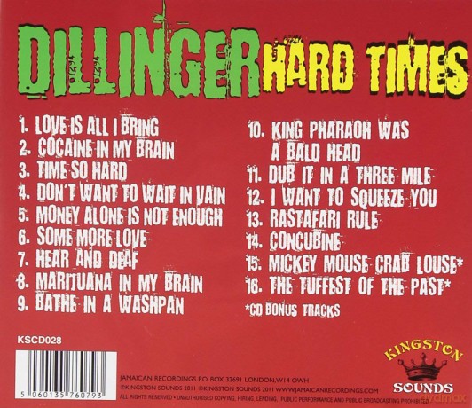 Dillinger: Hard Times [CD]