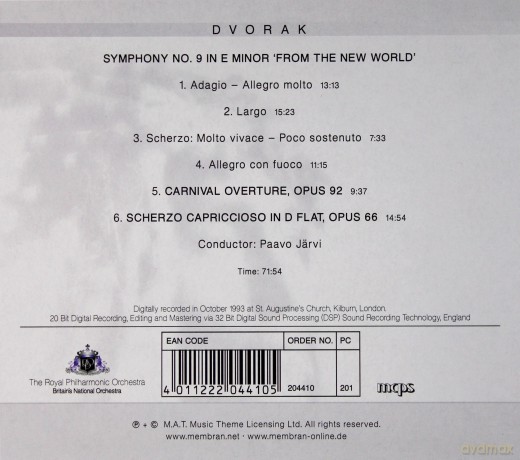 Antonin Dvorak: Symphony No. 9 in E Minor [CD]