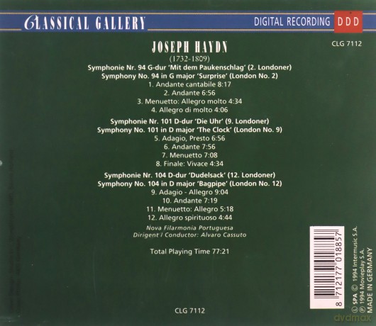 J. Haydn: Symphony No. 94 Surprise, 101 Clock, 104 Bagpipe [CD]