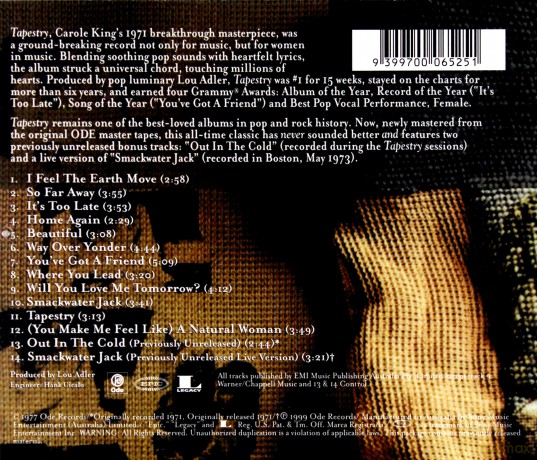 Carole King: Tapestry [Remastered + Bonus [CD]