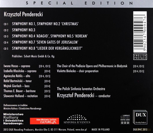 Krzysztof Penderecki: The Complete Symphonies - Special Edition [5CD]