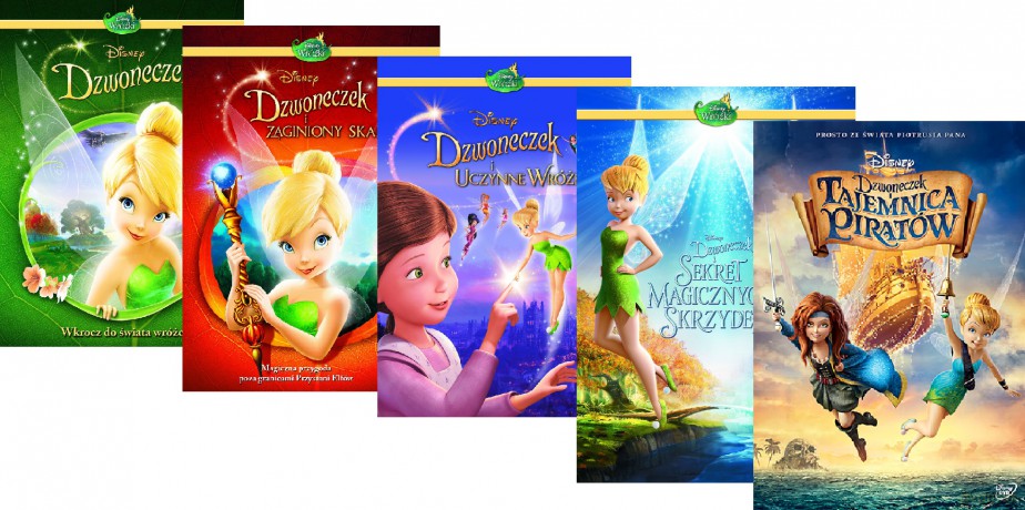 Wróżki Kolekcja: Dzwoneczek + Dzwoneczek i zaginiony skarb + Dzwoneczek i uczynne wróżki + Sekret magicznych skrzydeł + Tajemnica Piratów Pakiet [5DVD]