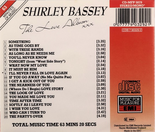Shirley Bassey: The Love Album [CD]