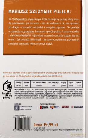 Literatura czeska Tom 01: Obsługiwałem angielskiego króla - Bohumil Hrabal [KSIĄŻKA]+[DVD]