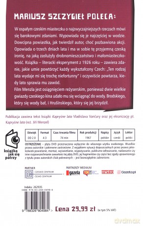 Literatura czeska Tom 13: Kapryśne lato - Vladislav Vencura [KSIĄŻKA]+[DVD]