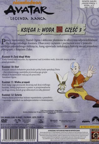 Avatar Ostatni Władca Wiatru Księga 1: Woda cz. 1+2+3 Pakiet [3DVD]